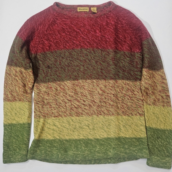 Blue Asphalt Sweaters - Vintage Blue Asphalt Sweater Womens Large Red Green Yellow Stripe